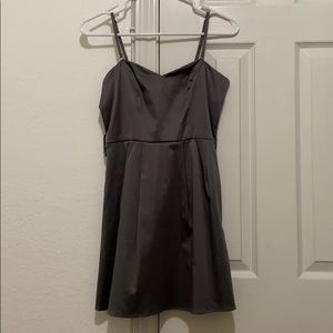 Grey satin mini dress with removable straps